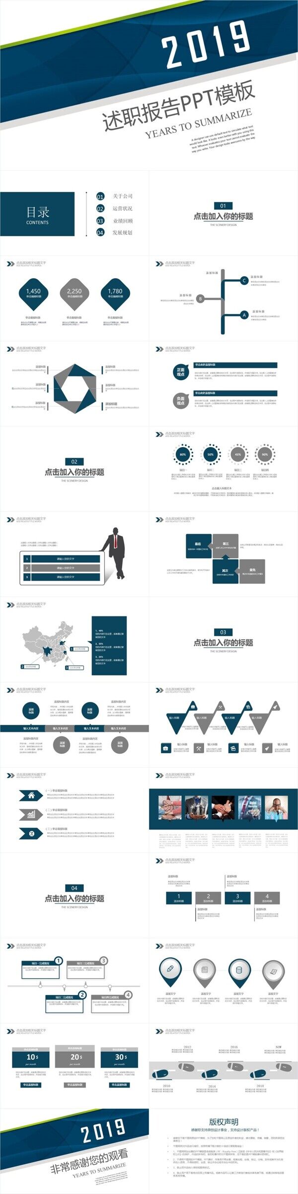 商务2019工作汇报总结计划PPT模板