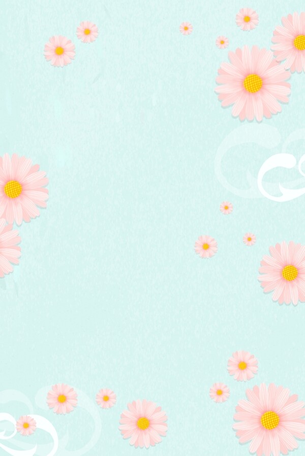 小清新粉色花朵底纹质感背景海报