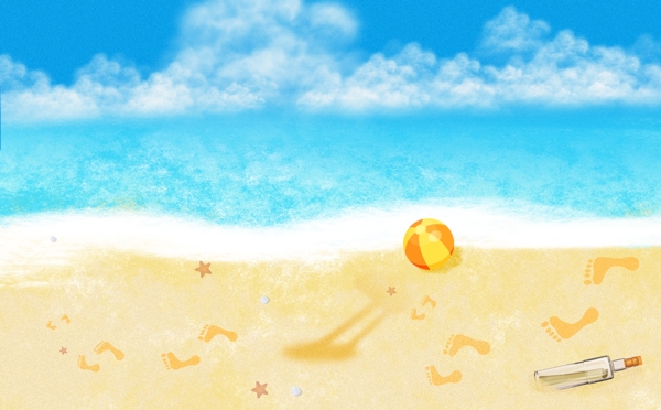 清凉夏季沙滩度假广告背景设计
