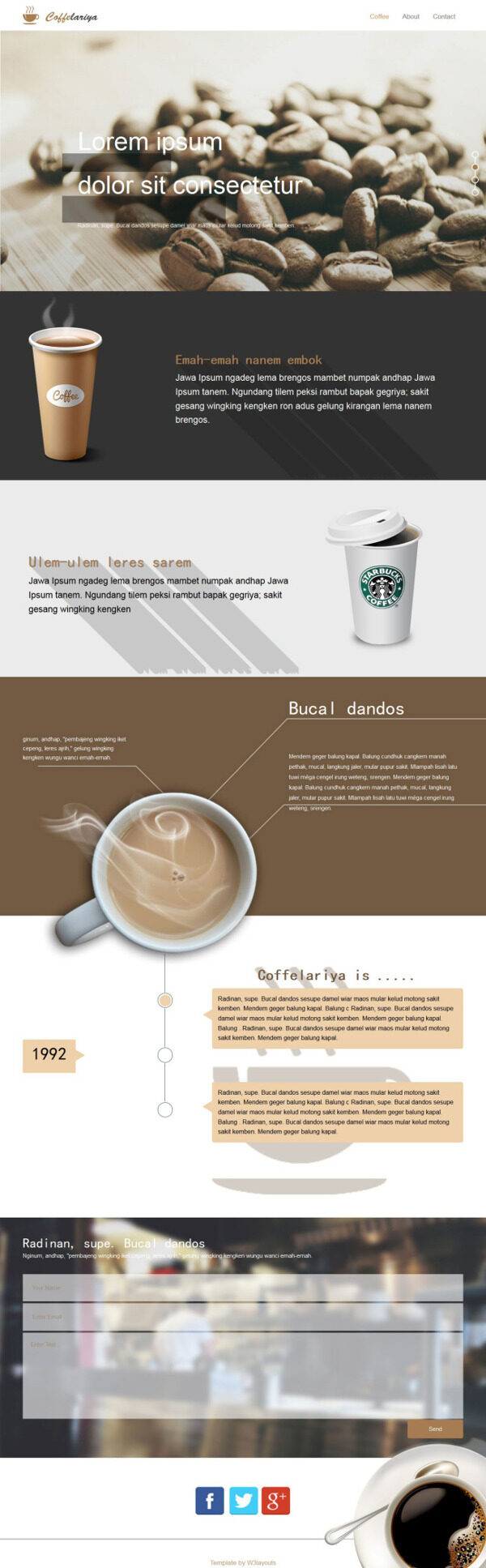 简洁咖啡饮品介绍响应式网页模板