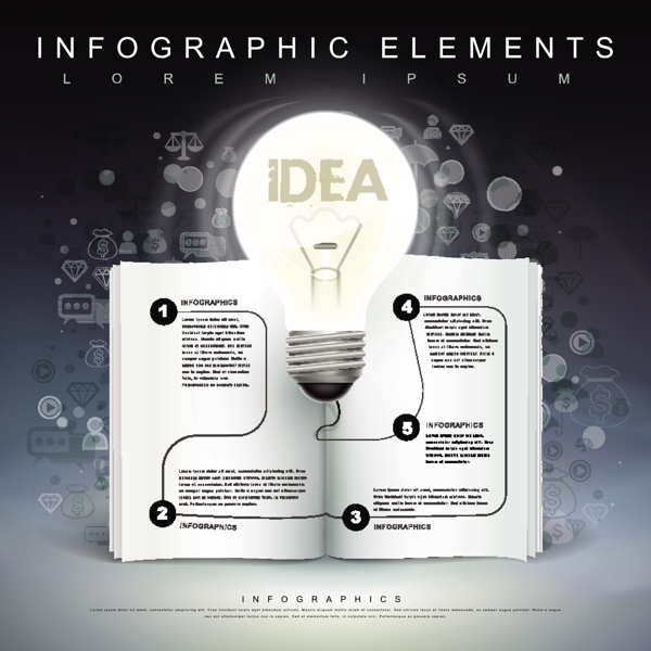创意电灯泡与信息图表矢量素材
