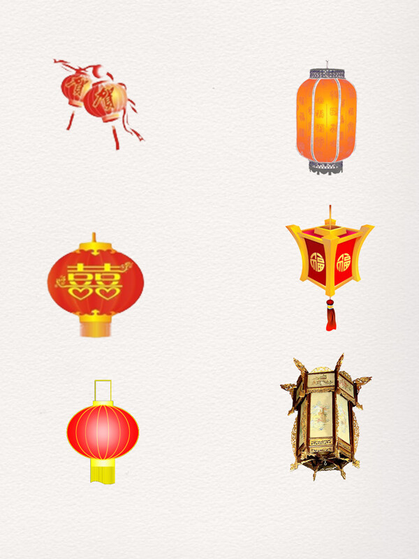 一组红色中国风灯笼