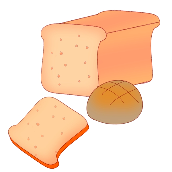 面包美食卡通插画