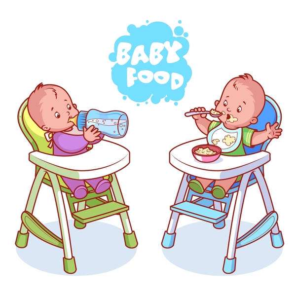 卡通吃饭婴儿插画