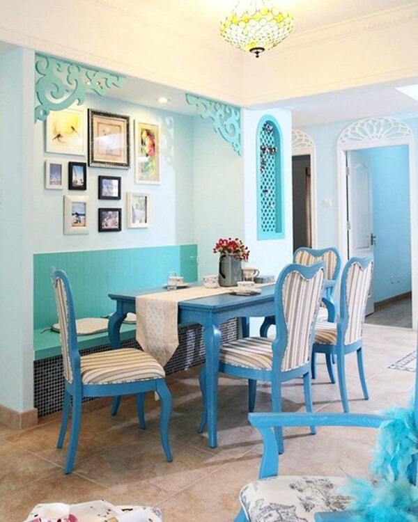 地中海风格餐厅照片墙装饰装修效果图