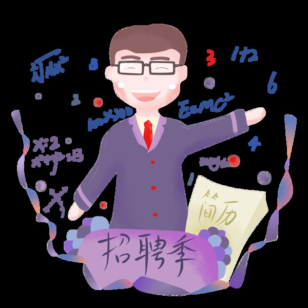 卡通简单小清新劳动节老师png图