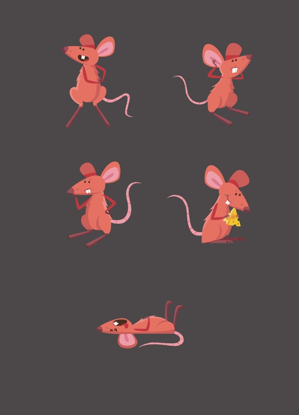粉色的小老鼠插画