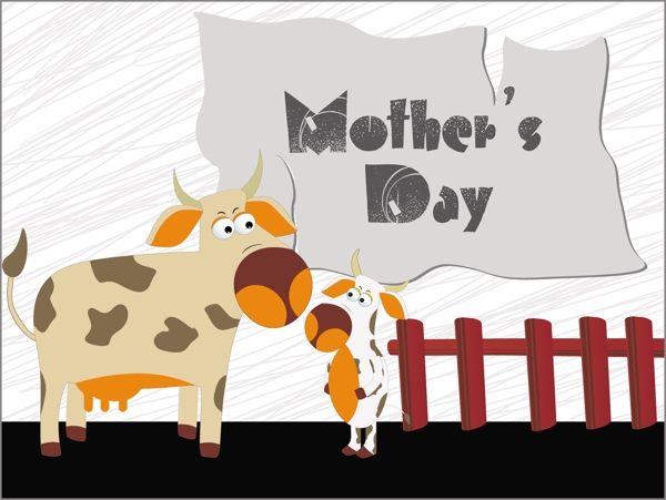 牛与母亲节小牛的插图