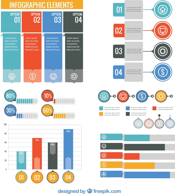 一组彩色信息图表素材