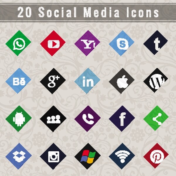 二十社交媒体图标