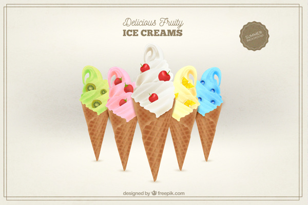 美味水果冰淇淋背景