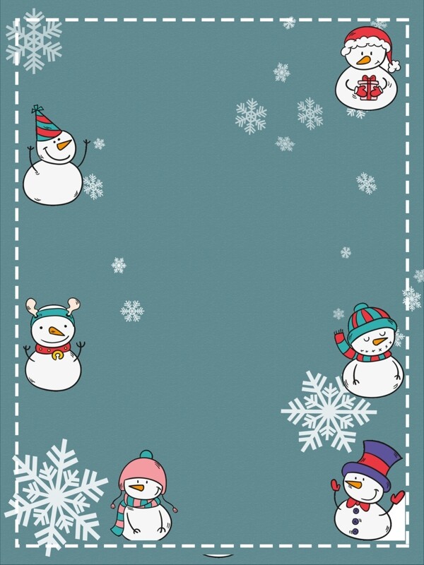 彩绘雪人雪花圣诞节背景设计