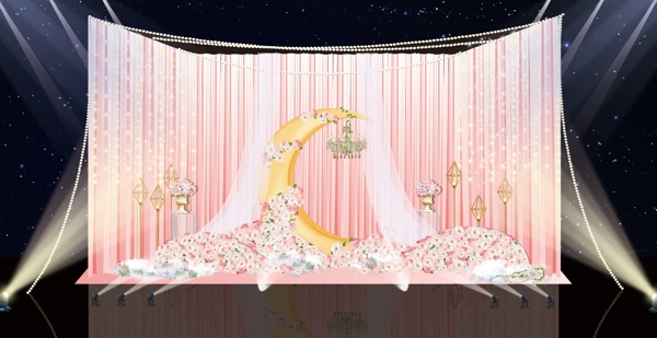 粉色留影婚礼背景墙
