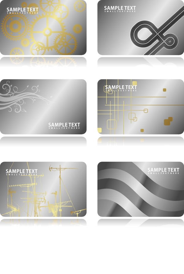 银色金属质感卡片模板矢量素材