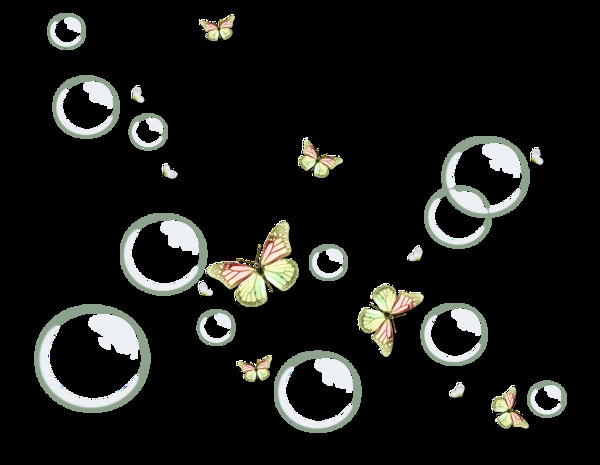 卡通蝴蝶气泡装饰png元素