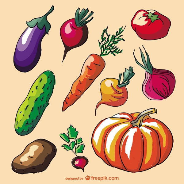 丰富多彩的涂鸦蔬菜集