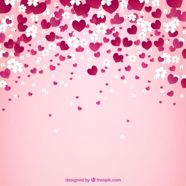 爱心与樱花背景图片