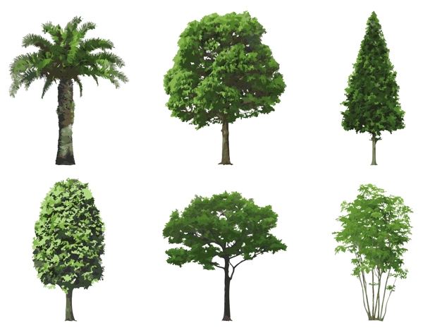 各种环保主题标志的树木矢量素材