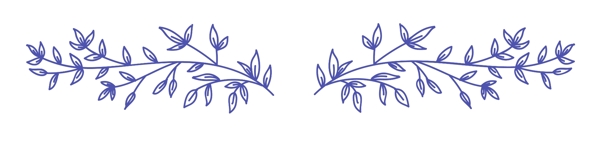 蓝色手绘树叶标题装饰