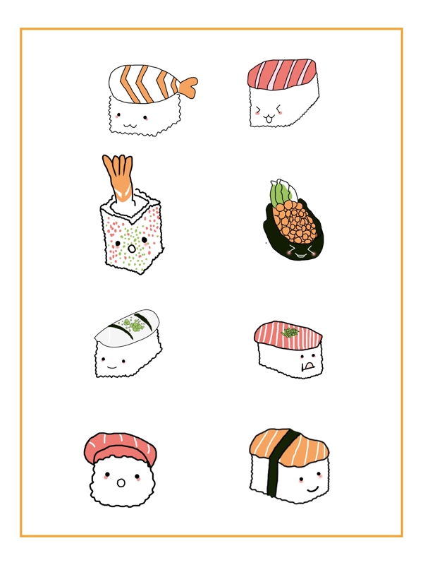 原创食物元素寿司卡通可爱设计套图无单