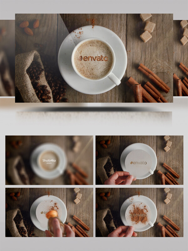 创意咖啡主题标志开场ae模板