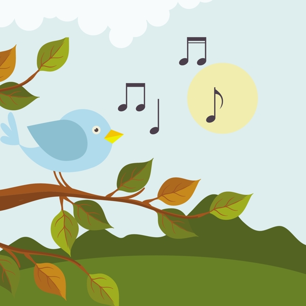 音乐插图与鸟