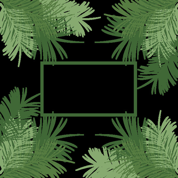 手绘绿叶装饰边框免抠png透明图层素材