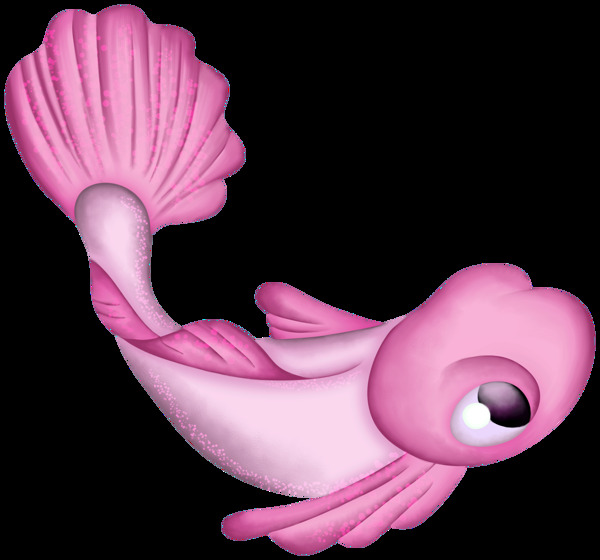 创意彩绘粉红色海洋鱼类png透明素材