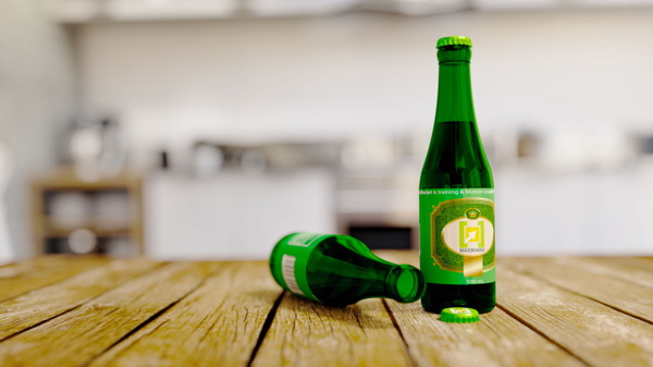 绿色瓶装啤酒图片