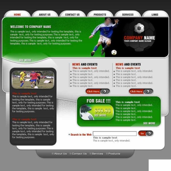 足球运动产品信息网页模板