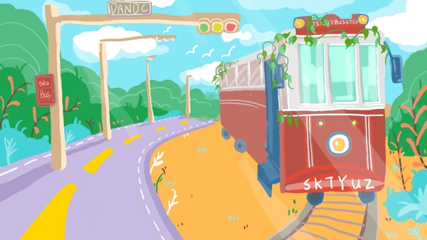 彩色铁路火车背景设计