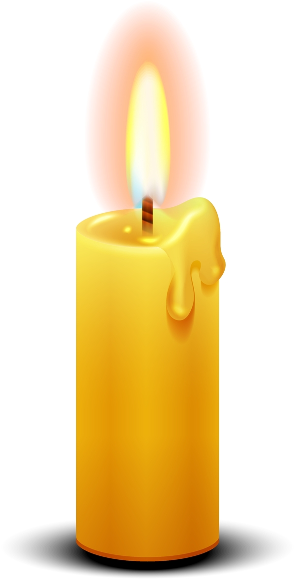 卡通黄色渐变蜡烛元素