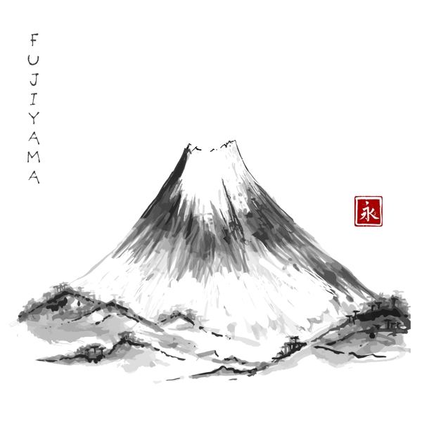 水墨山