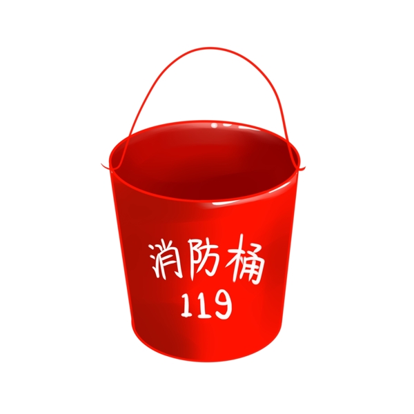 红色119消防灭火的水桶