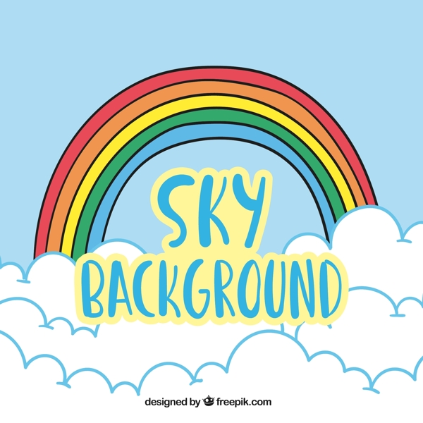 天空背景与彩虹和云