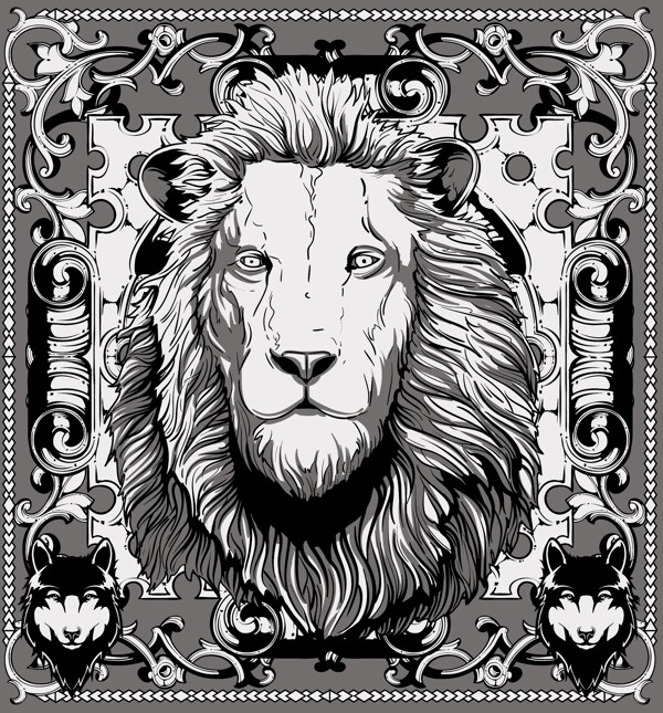 狮子T恤印花图案设计