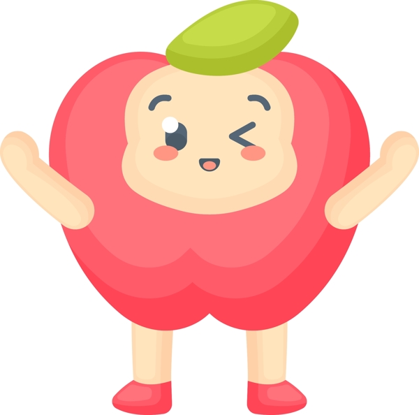 卡通苹果可爱水果矢量元素