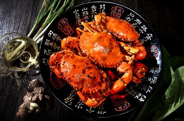 螃蟹美食食材背景海报素材图片