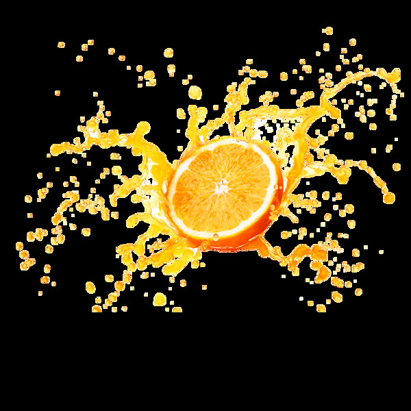 橙汁飞溅唯美果汁效果素材