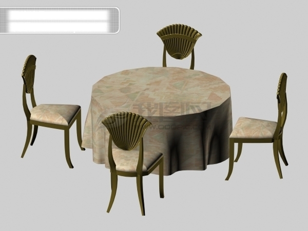 3d欧式圆桌椅子