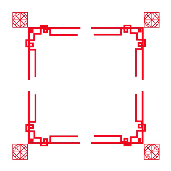 中国风花纹红色边框元素