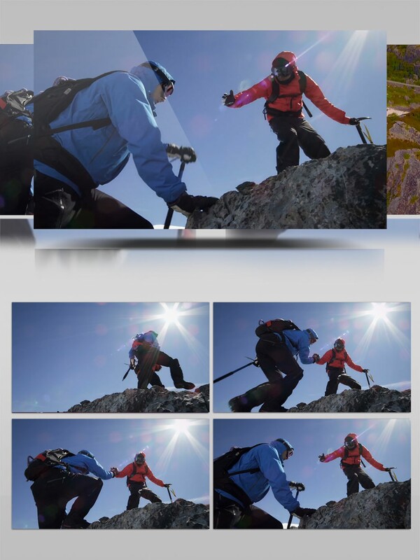 冬天挑战登山视频实拍素材