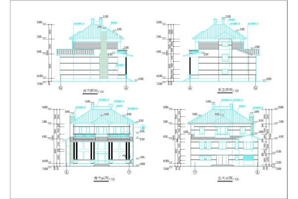 二层现代风格农村住宅建筑施工图带夹层nbsp14x12