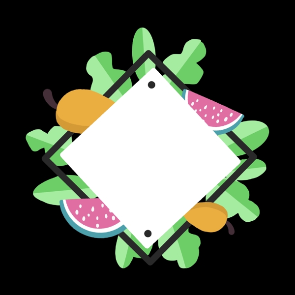 水果绿叶标题框