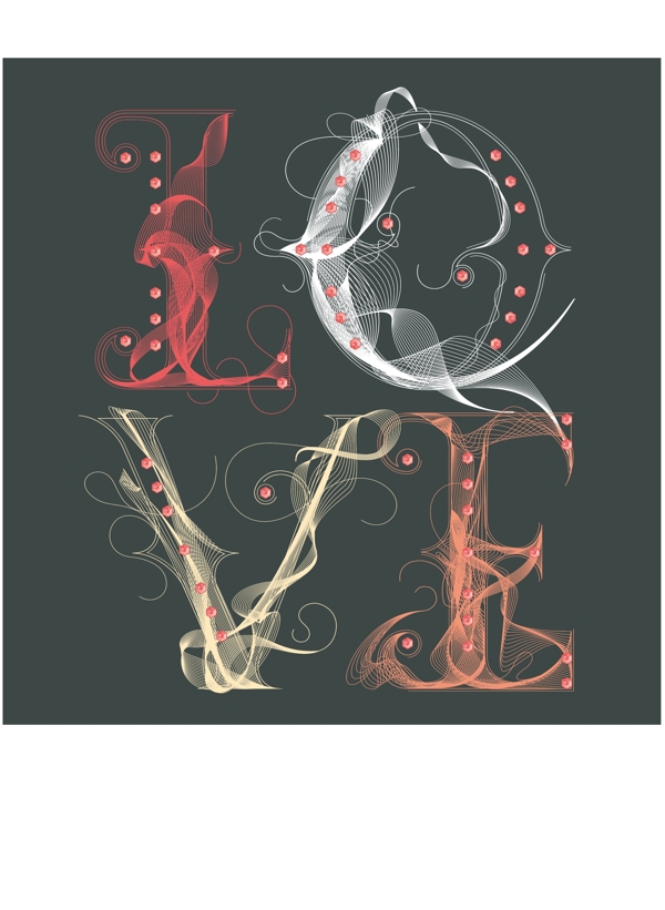 印花矢量图文字英文love色彩免费素材