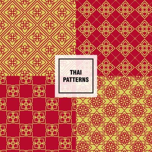黄色和红色的泰国图案