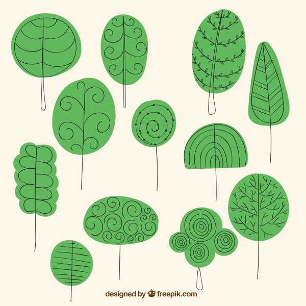 绿色手绘树木图片