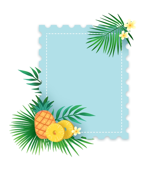 夏季水果菠萝文本框PNG免抠素材
