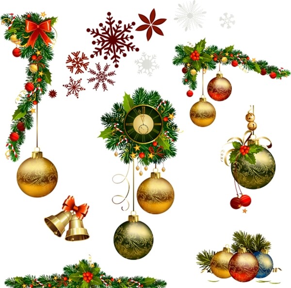 圣诞节装饰挂件彩球png素材图片