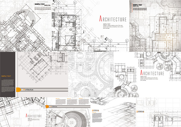 建筑设计图纸矢量素材